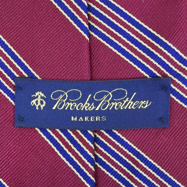 Vintage Brooks Brother Burgundy Striped Silk Tie Classic Design 58 Inches Long