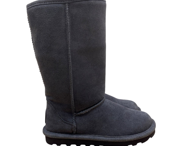 Bearpaw Women’s Gray Sheepskin/Wool Blend Suede Elle Winter Tall Boots Size 6
