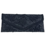 Handmade Women’s Black Beaded Flower Pattern Evening Clutch Bag Sz S