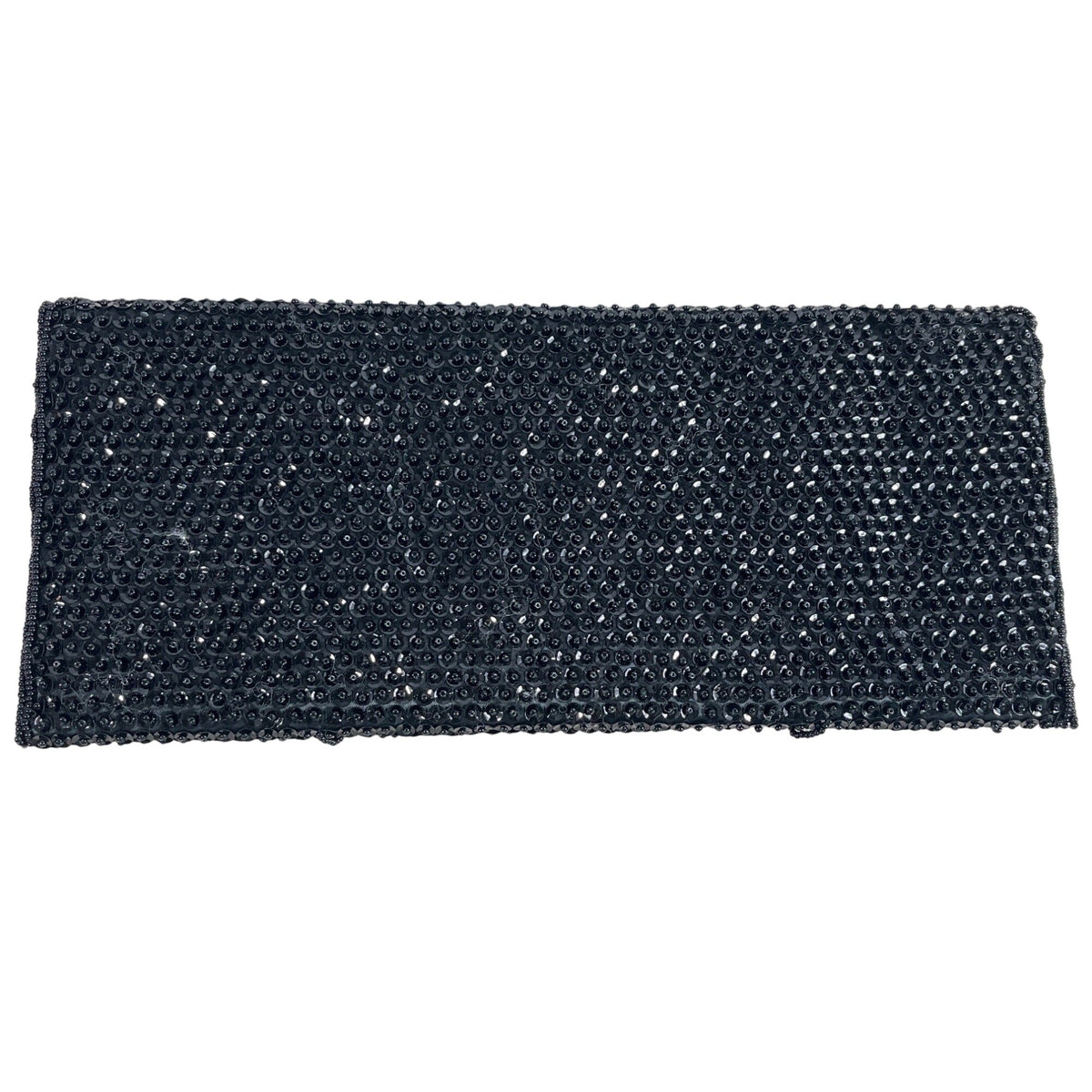 Handmade Women’s Black Beaded Flower Pattern Evening Clutch Bag Sz S