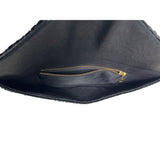 Handmade Women’s Black Beaded Flower Pattern Evening Clutch Bag Sz S
