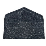 Handmade Women’s Black Beaded Flower Pattern Evening Clutch Bag Sz S