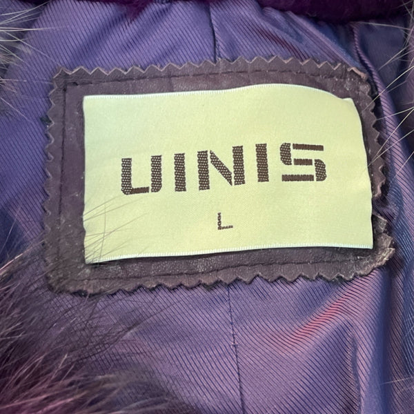 Vintage Uinis Purple Faux Fur Jacket With Trimmed Collar & Cuffs Szize L