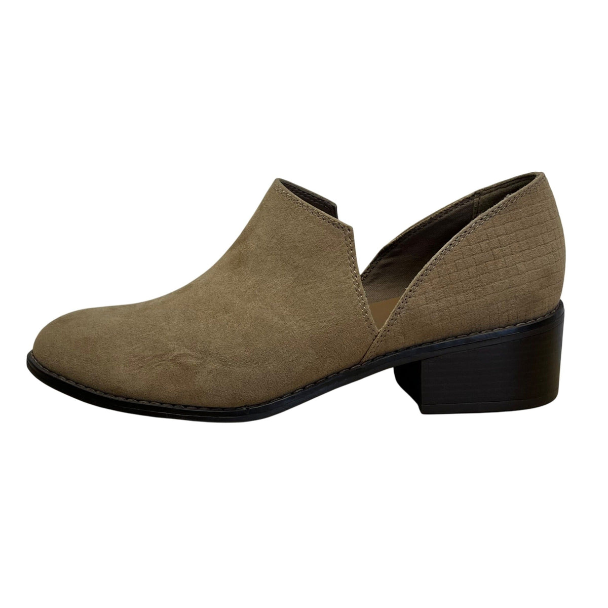 Xappeal Gemini Women’s Taupe Faux Suede Slip-On Block Heel Ankle Shoes Size 10