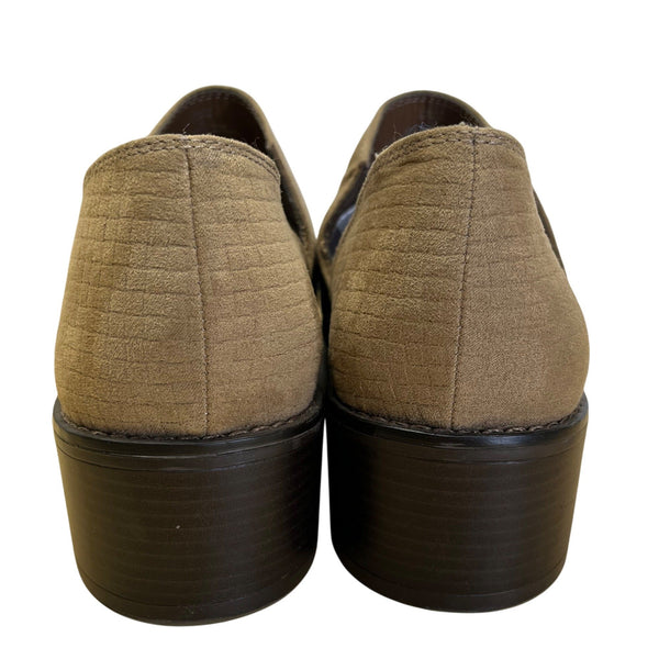 Xappeal Gemini Women’s Taupe Faux Suede Slip-On Block Heel Ankle Shoes Size 10