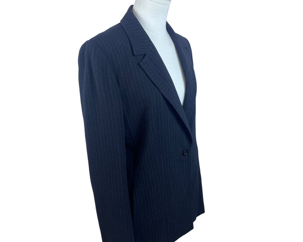 Casual Corner Annex Women's Black Pinstripe Blazer Size 10