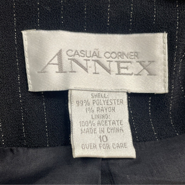 Casual Corner Annex Women's Black Pinstripe Blazer Size 10