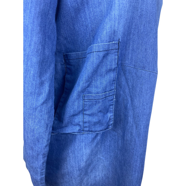 SSKNKN Womens Blue Denim Long-Sleeve Tunic Dress With Pockets Size XXL