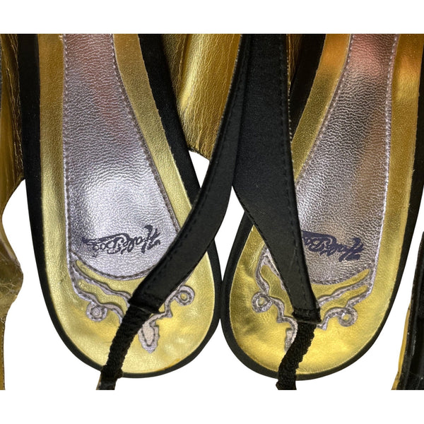 Hale Bob Womens Black Satin Bow Detail Slingback Peep-Toe Heels Size 8.5M