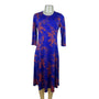 Go Couture Womens Blue/Orange Floral Print Midi Dress Stretch Sz M