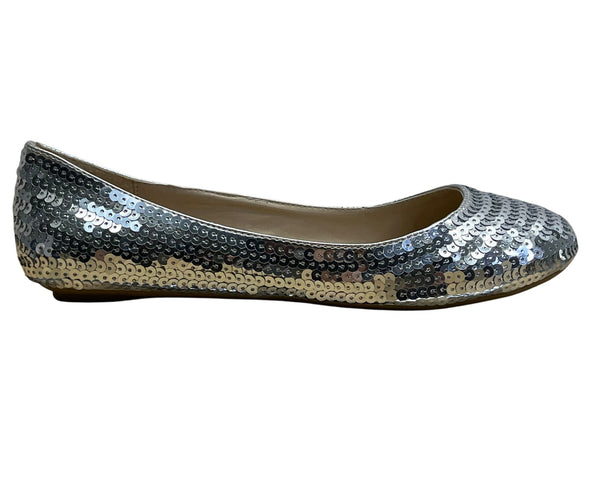 Shiekh Women’s Silver Sequin Elegant Sparkle Design Ballet Flats Size 6 - New