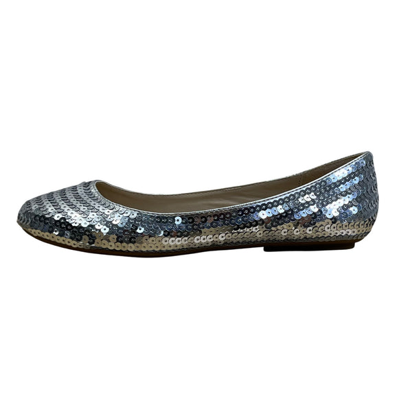 Shiekh Women’s Silver Sequin Elegant Sparkle Design Ballet Flats Size 6 - New