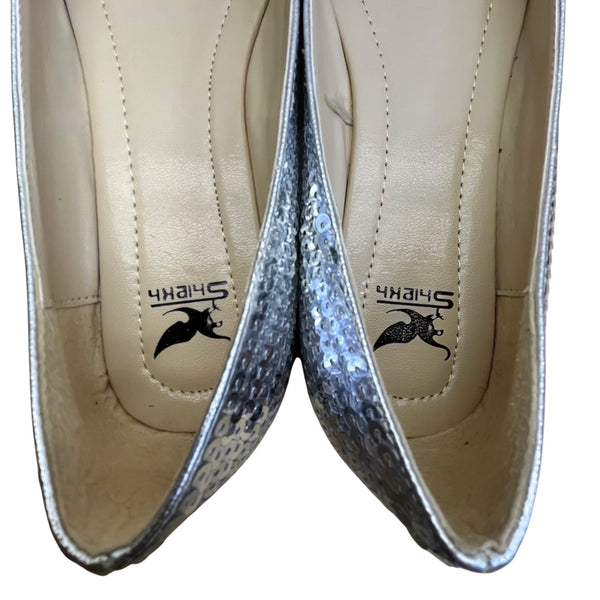 Shiekh Women’s Silver Sequin Elegant Sparkle Design Ballet Flats Size 6 - New