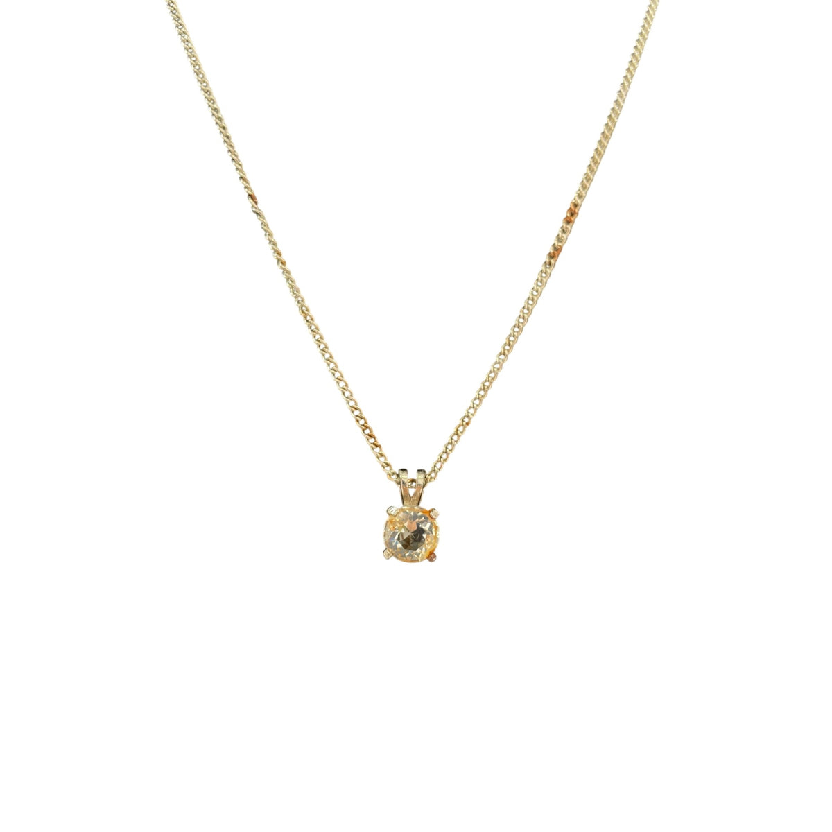 Silver Tone Womens Chain Necklace With Clear Stone Pendant