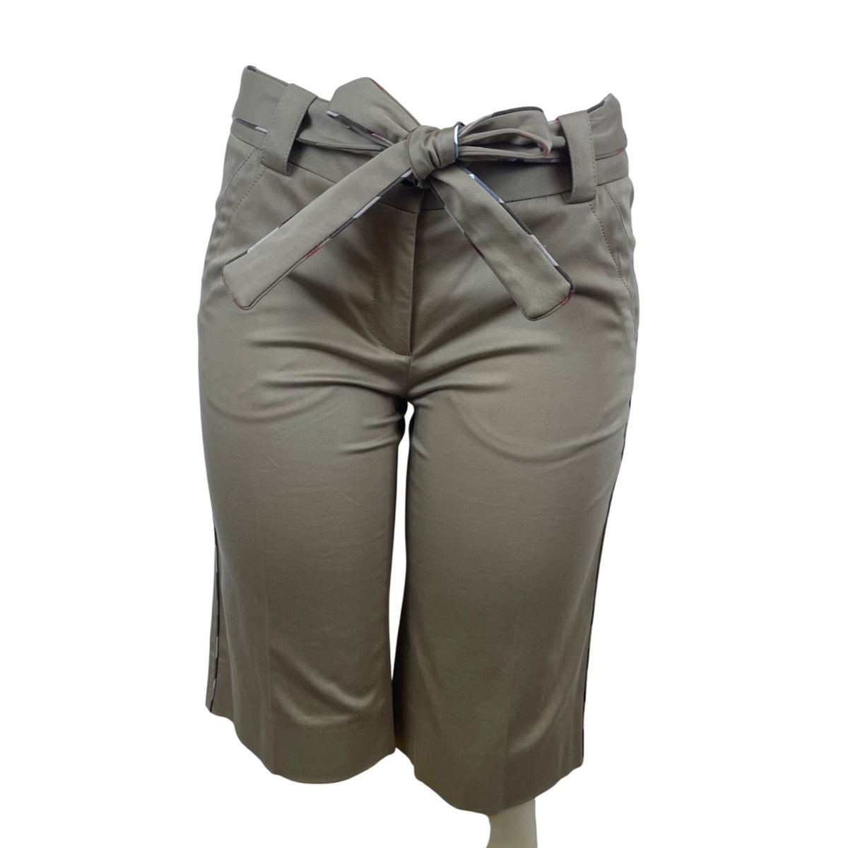 Burberry Women's Beige Cotton/Elastane Belted Shorts Size 6 - New