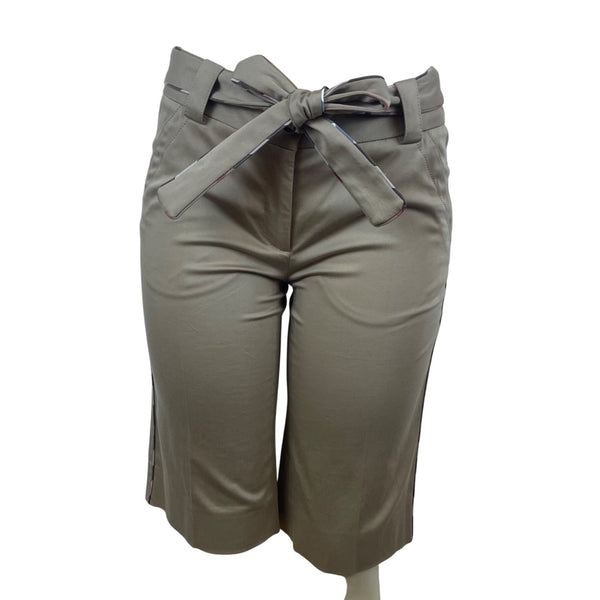 Burberry Women's Beige Cotton/Elastane Belted Shorts Size 6 - New
