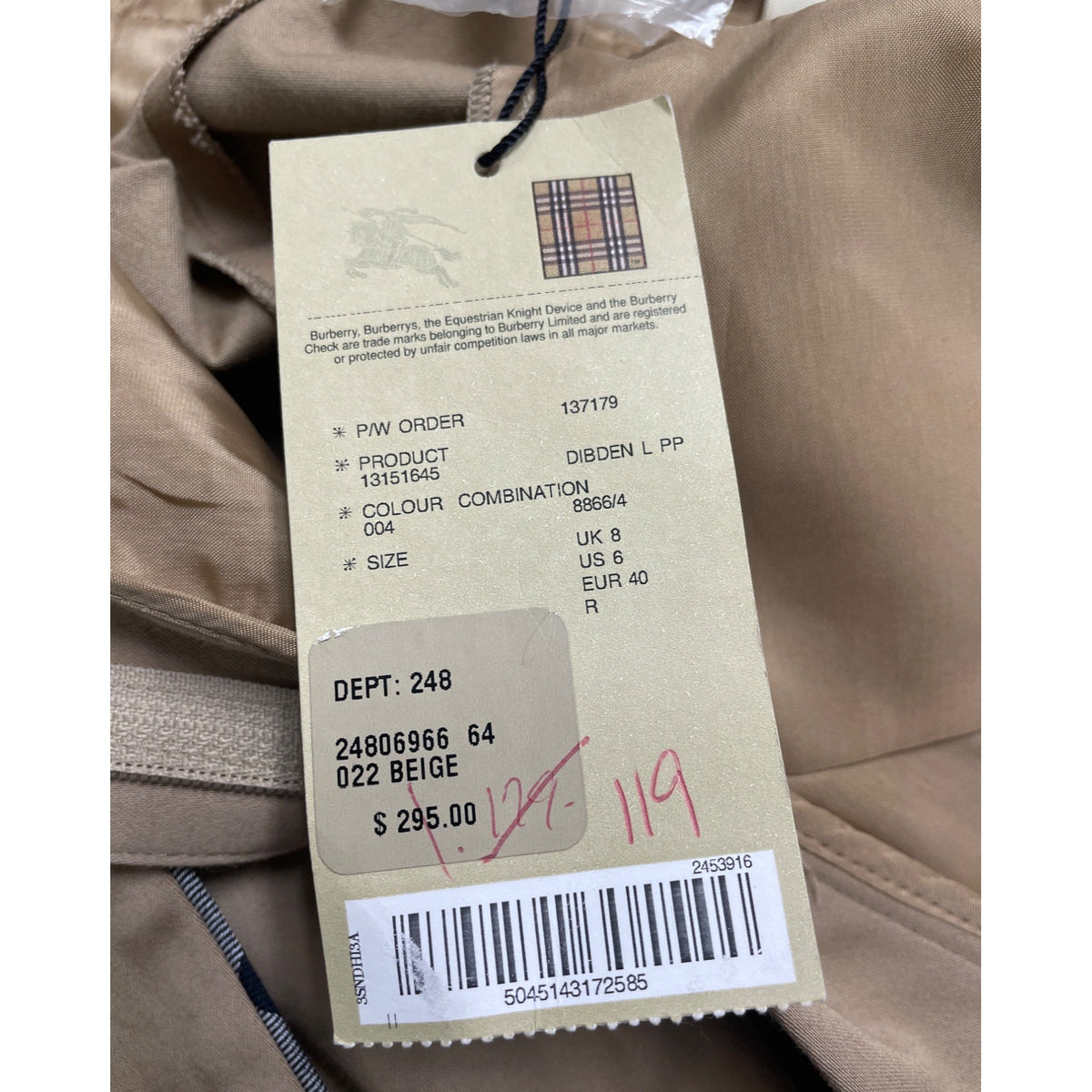 Burberry Women's Beige Cotton/Elastane Belted Shorts Size 6 - New