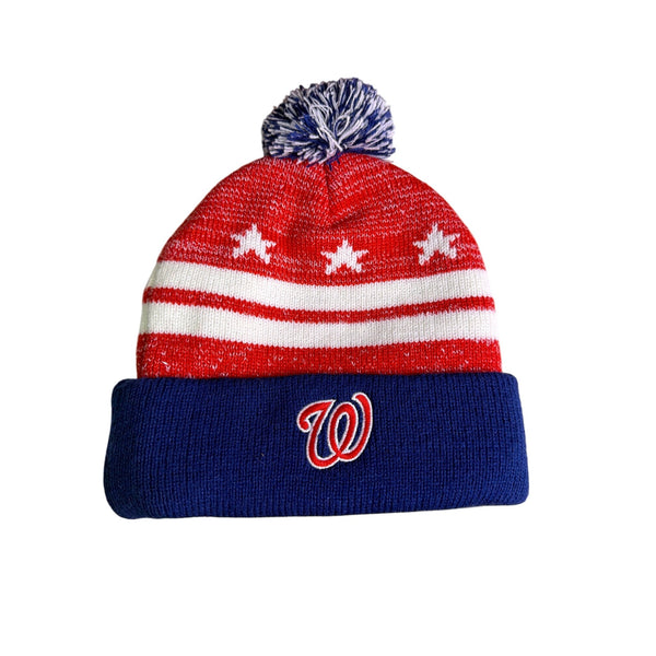 Coca-Cola Unisex Red White & Navy 100% Acrylic Knit Beanie With Pom Winter Hat OS