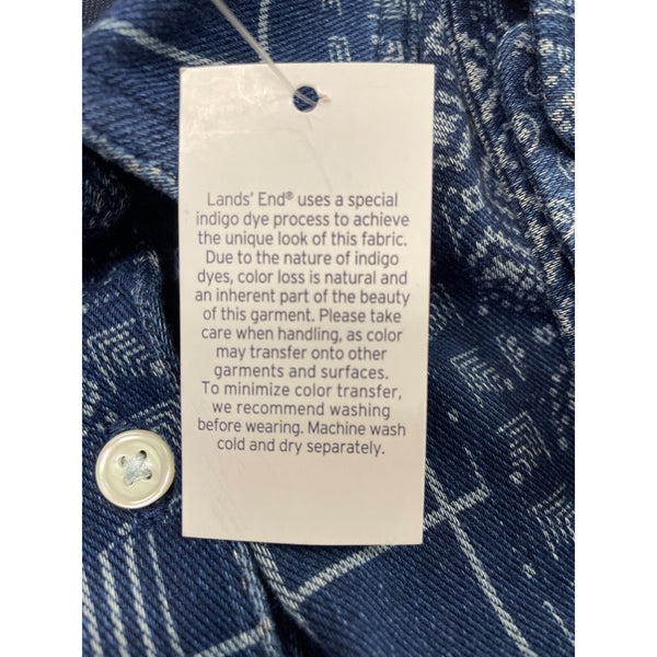 Lands’ End Blue Patchwork Women’s Shirt & Elastic Waist Pants Set Size S - New