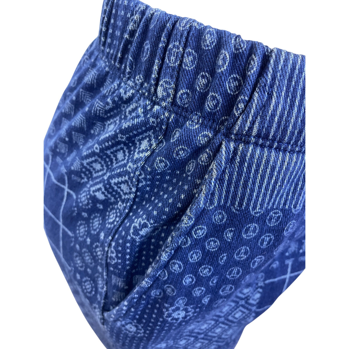 Lands’ End Blue Patchwork Women’s Shirt & Elastic Waist Pants Set Size S - New