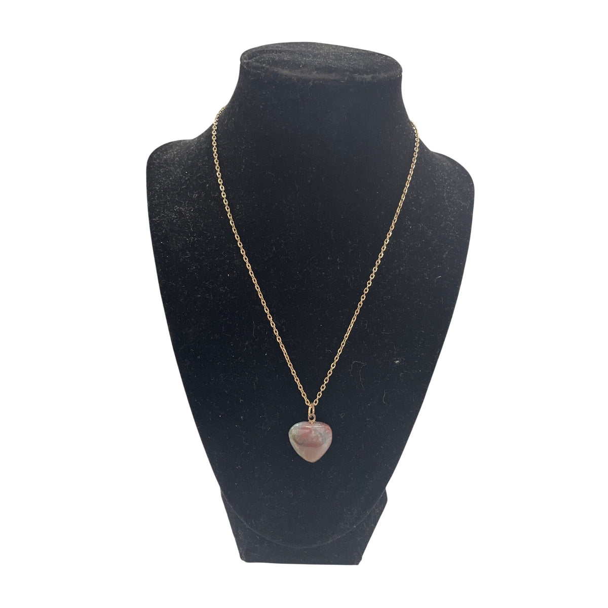 Gold Tone Womens Heart Necklace With Multicolor Stone Pendant 18-Inch Lightweight Chain