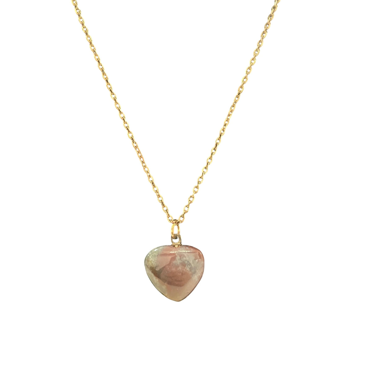 Gold Tone Womens Heart Necklace With Multicolor Stone Pendant 18-Inch Lightweight Chain