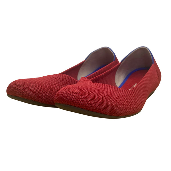 Rothys Womens Bright Red Knit Round Toe The Flats Ballet Flats Size 7.5