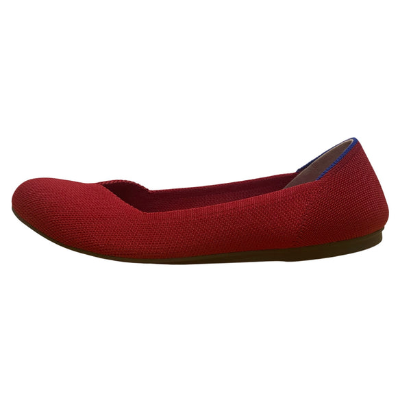 Rothys Womens Bright Red Knit Round Toe The Flats Ballet Flats Size 7.5