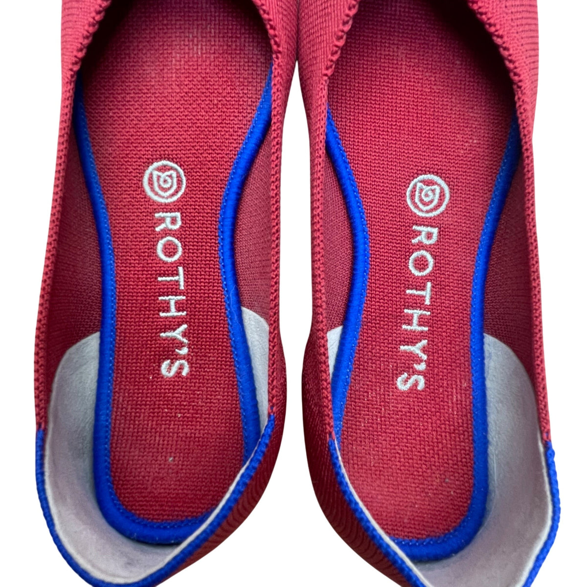 Rothys Womens Bright Red Knit Round Toe The Flats Ballet Flats Size 7.5