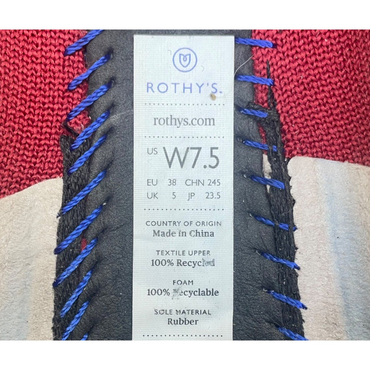 Rothys Womens Bright Red Knit Round Toe The Flats Ballet Flats Size 7.5