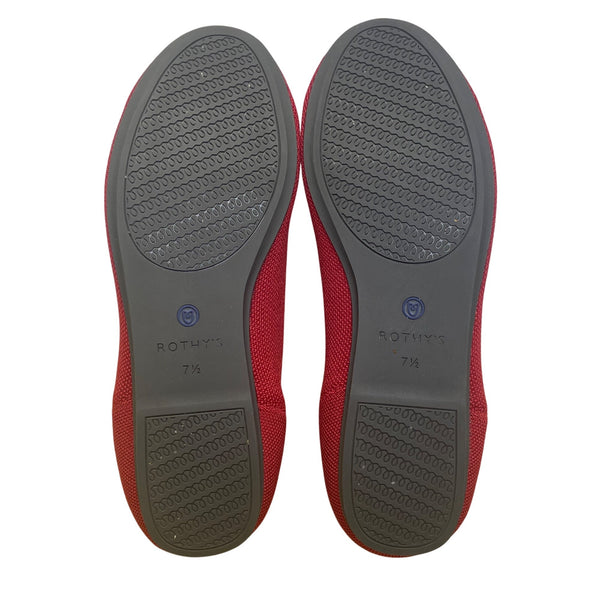 Rothys Womens Bright Red Knit Round Toe The Flats Ballet Flats Size 7.5