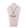 Handmade Womens Rose Gold Tone Dragonfly Pendant Leather Necklace Adjustable