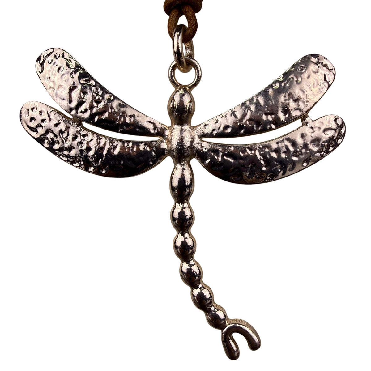 Handmade Womens Rose Gold Tone Dragonfly Pendant Leather Necklace Adjustable