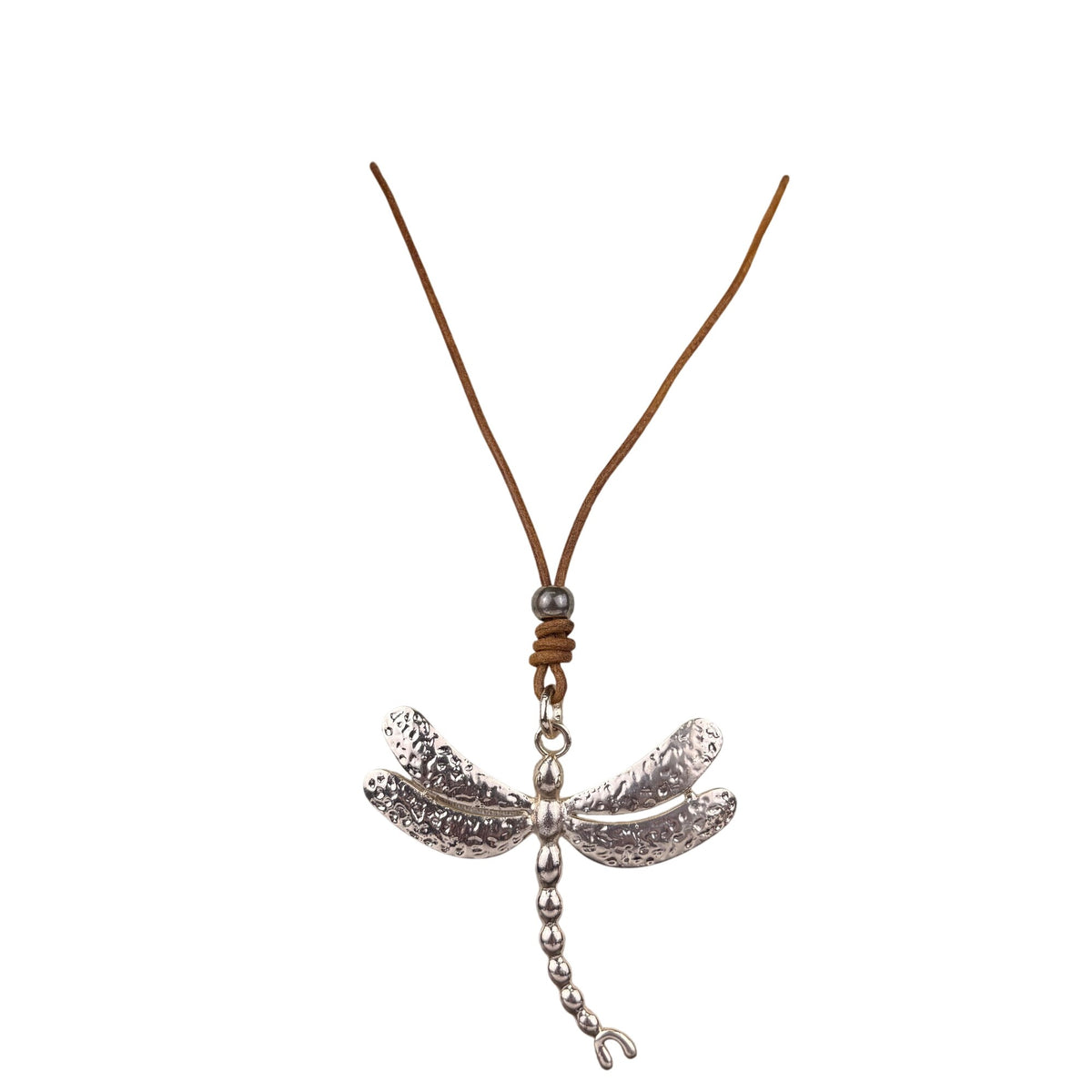 Handmade Womens Rose Gold Tone Dragonfly Pendant Leather Necklace Adjustable