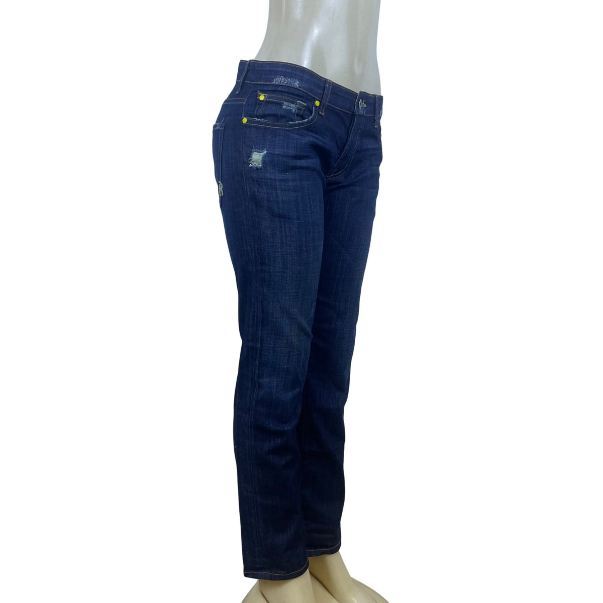 Rich & Skinny Women Dark Wash Stretch Jeans Straight Leg Comfortable Fit Sz 28