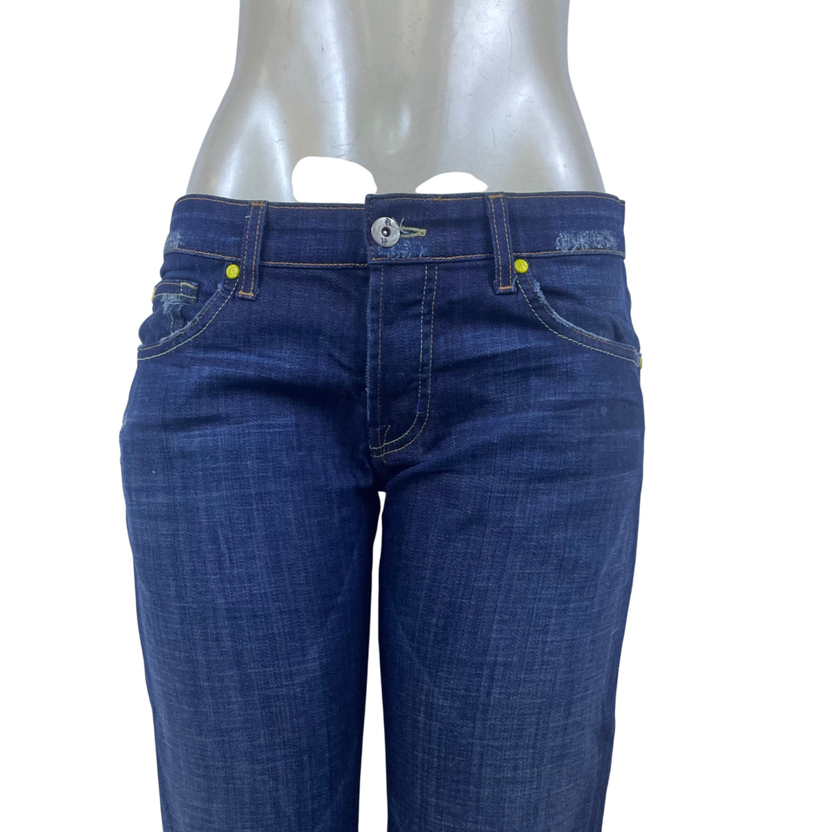 Rich & Skinny Women Dark Wash Stretch Jeans Straight Leg Comfortable Fit Sz 28