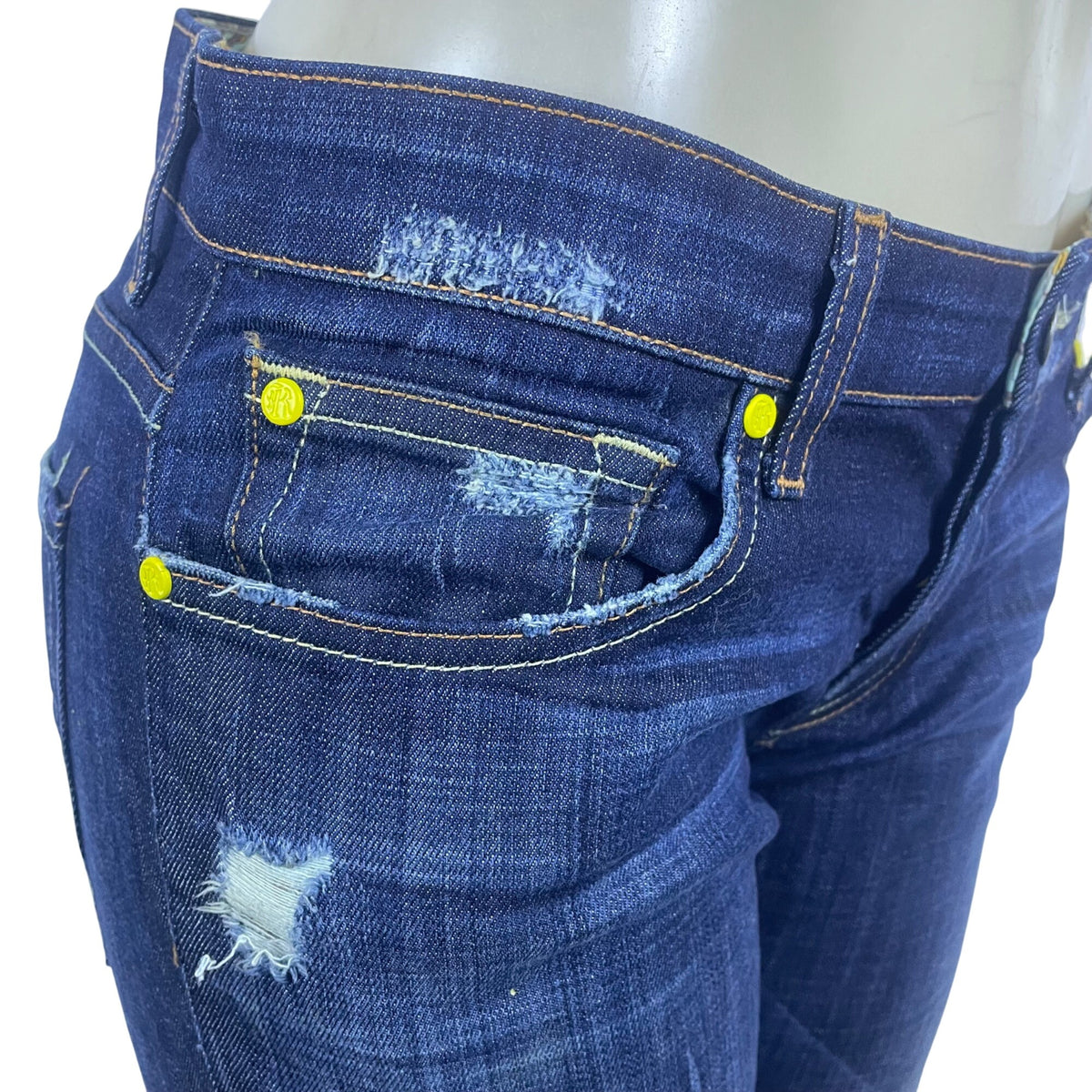 Rich & Skinny Women Dark Wash Stretch Jeans Straight Leg Comfortable Fit Sz 28