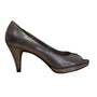 Bandolino Women’s Silver Metallic Finish Peep-Toe Mylah Heels Size 7.5