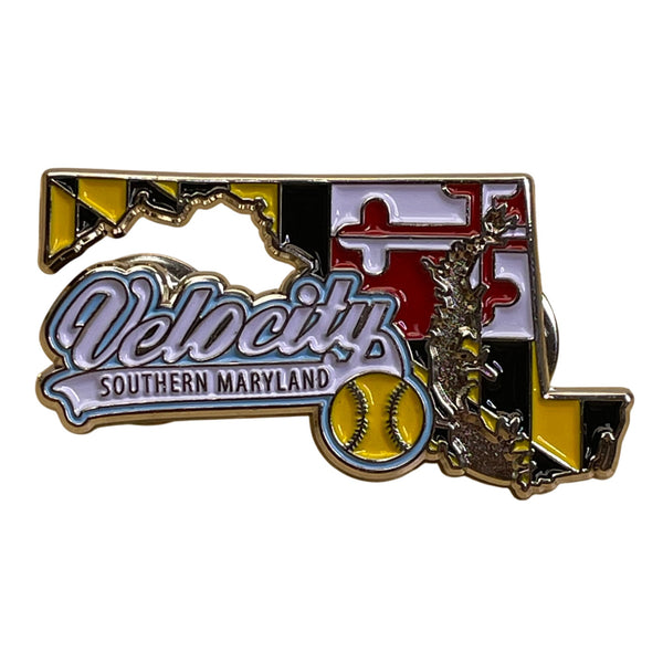 Southern Maryland Velocity Softball Team Pin With Maryland Flag Design