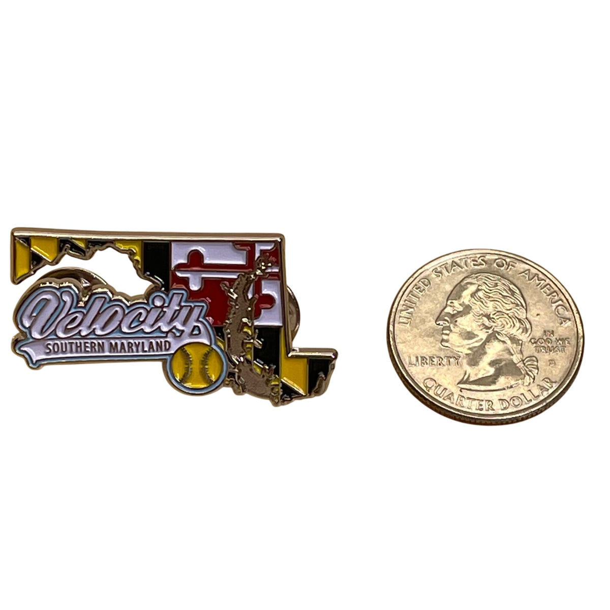 Southern Maryland Velocity Softball Team Pin With Maryland Flag Design
