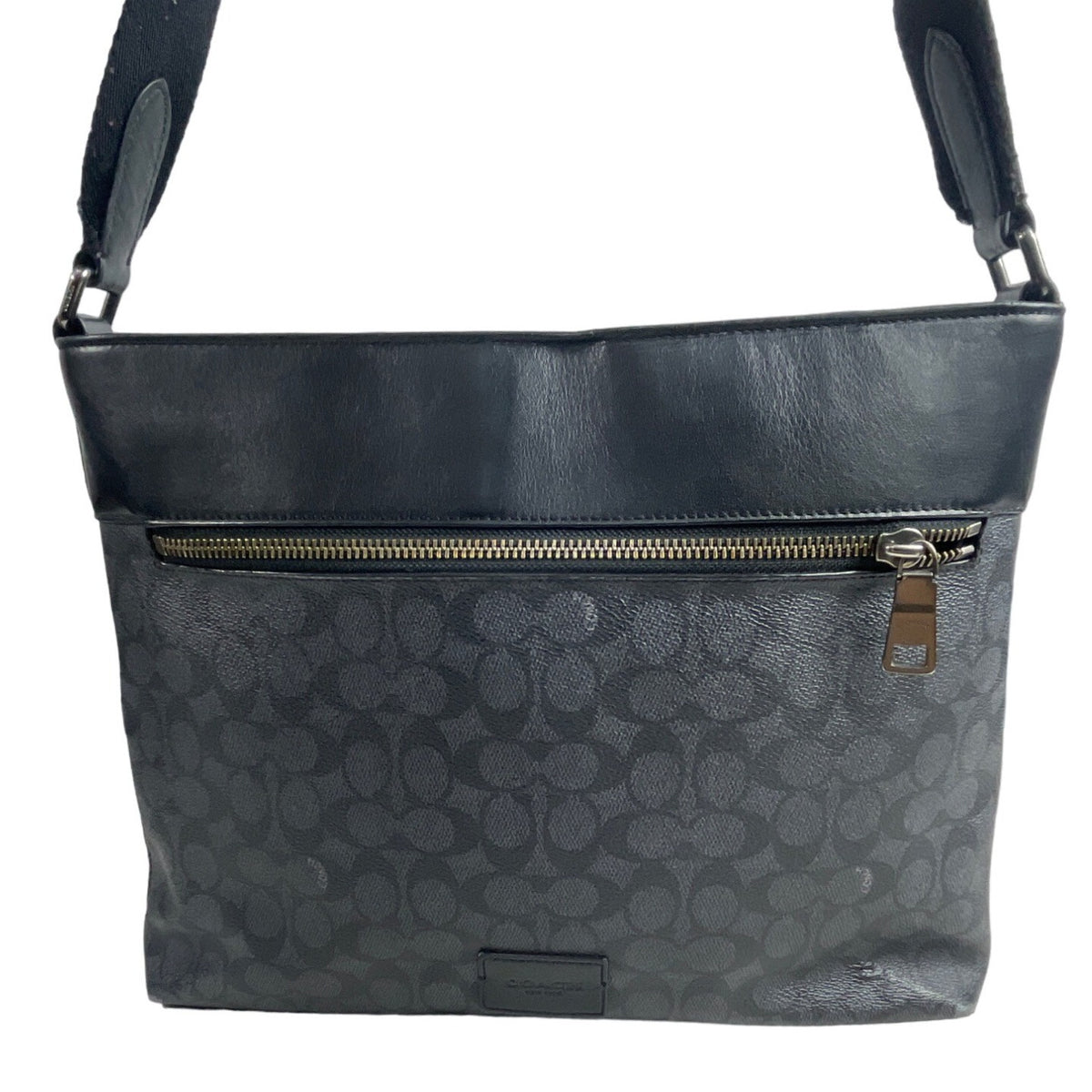 Vtg Coach Women's Black Leather N Canvas Crossbody Bag Sz M