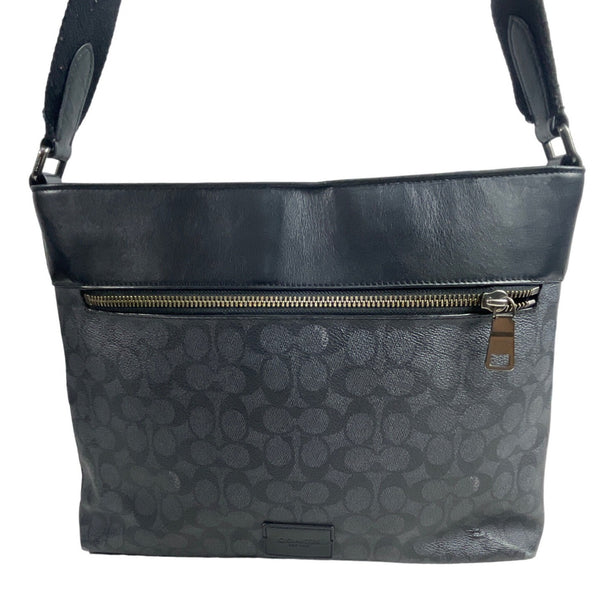 Vtg Coach Women's Black Leather N Canvas Crossbody Bag Sz M