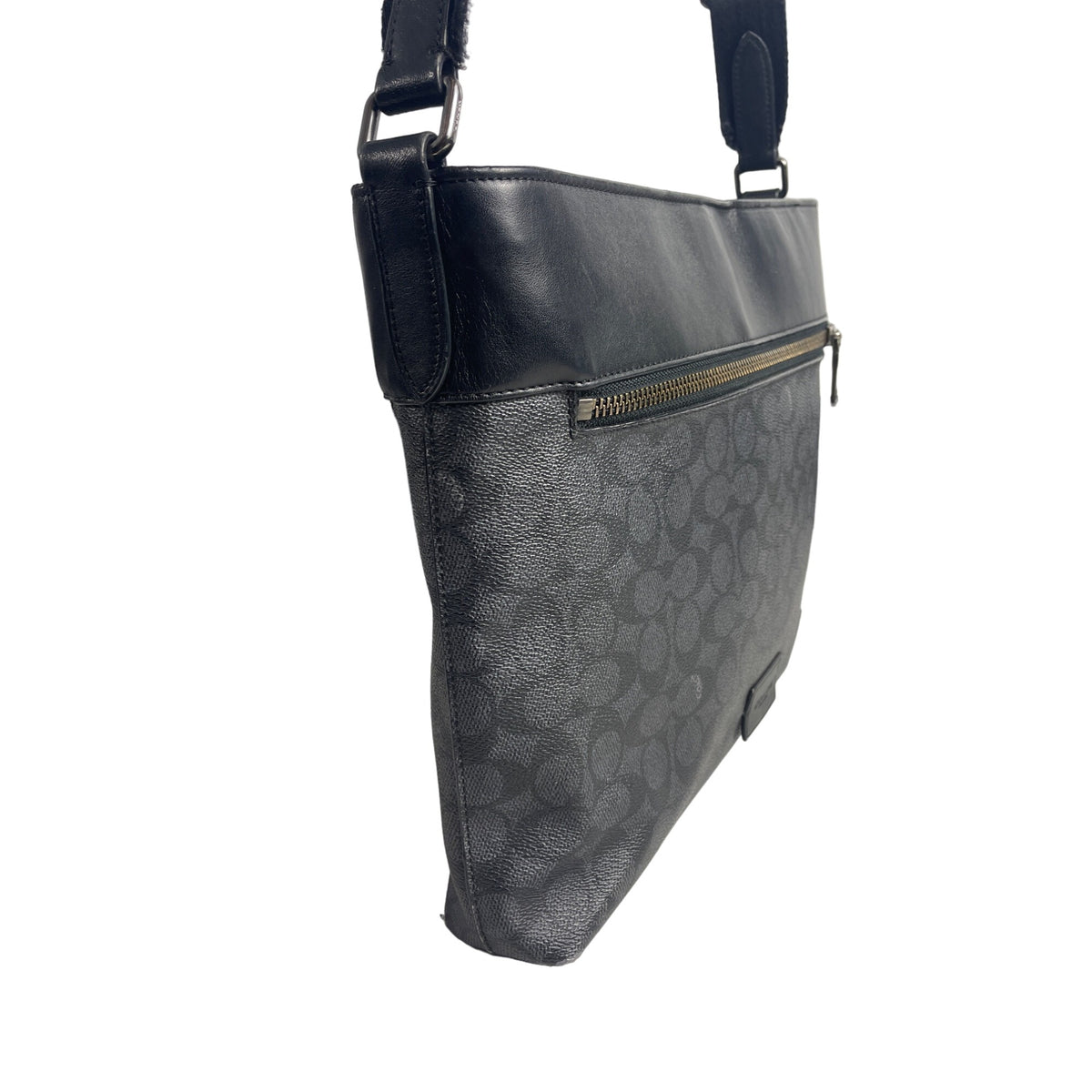 Vtg Coach Women's Black Leather N Canvas Crossbody Bag Sz M