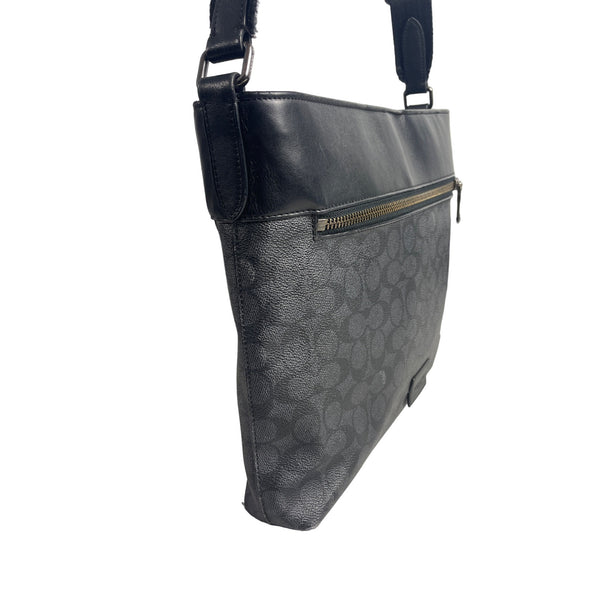 Vtg Coach Women's Black Leather N Canvas Crossbody Bag Sz M