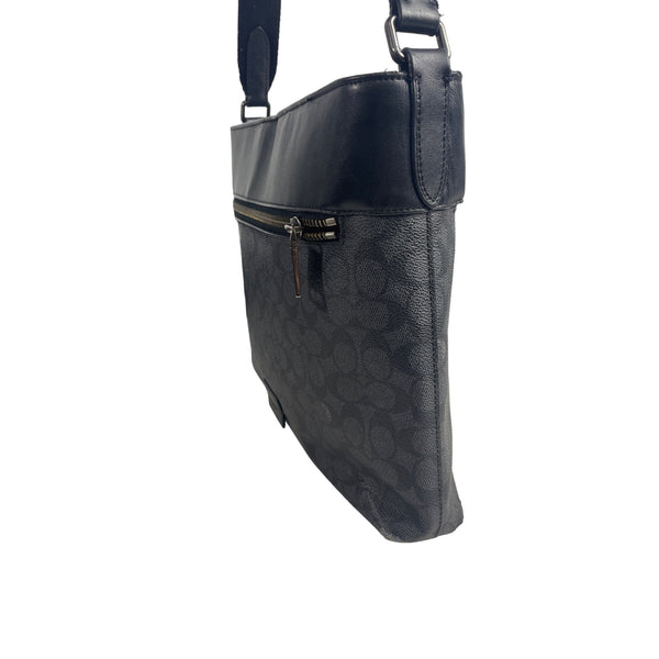 Vtg Coach Women's Black Leather N Canvas Crossbody Bag Sz M