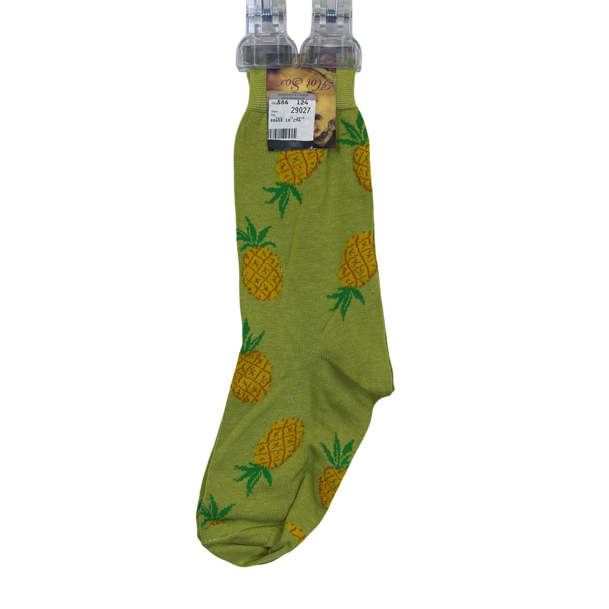 The Hot Sox Womens Green Pineapple-Print Cotton Blend Socks Size 9-11 Fun Tropical Style