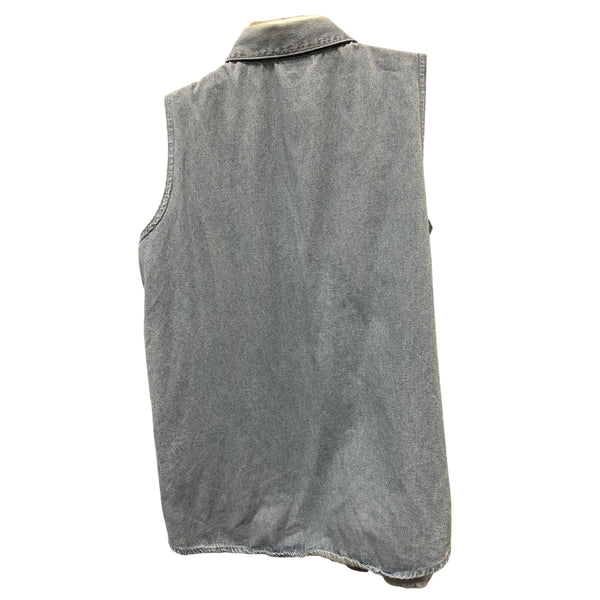 Jerry Leigh Womens Blue Denim Sleeveless Button-Up Shirt Looney Tunes Graphic M