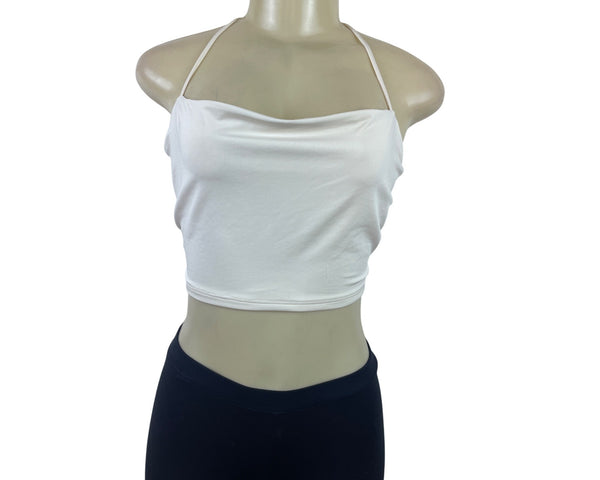 White Halter Tie-Back Crop Top By Topshop - Size M - New