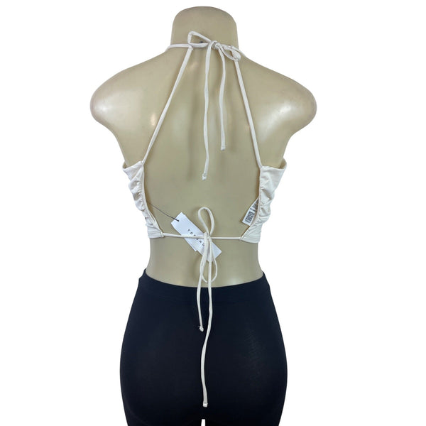 White Halter Tie-Back Crop Top By Topshop - Size M - New