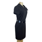 Tahari Arthur S. Levine Fold Over Collar Black Dress Size 8 - New